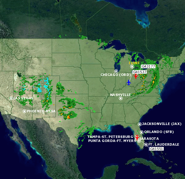 Map of Current Flight Traffic for FNT1