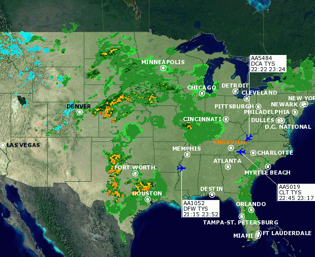 Map of Current Flight Traffic for TYS1