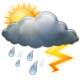 Partly cloudy, thunderstorms