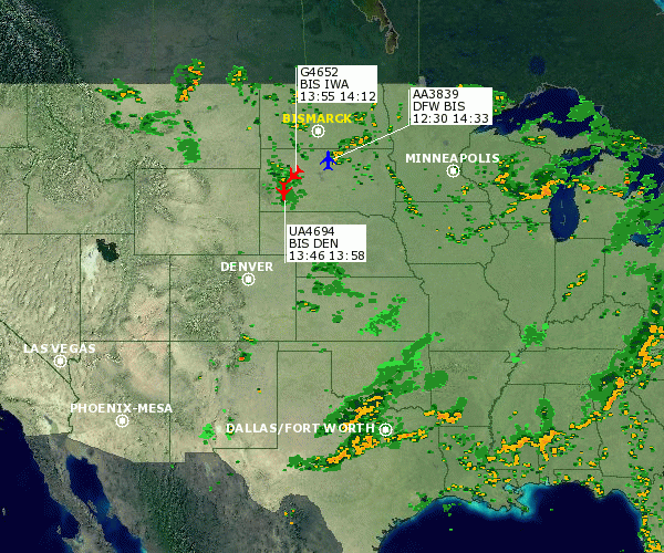 Map of Current Flight Traffic for BIS1