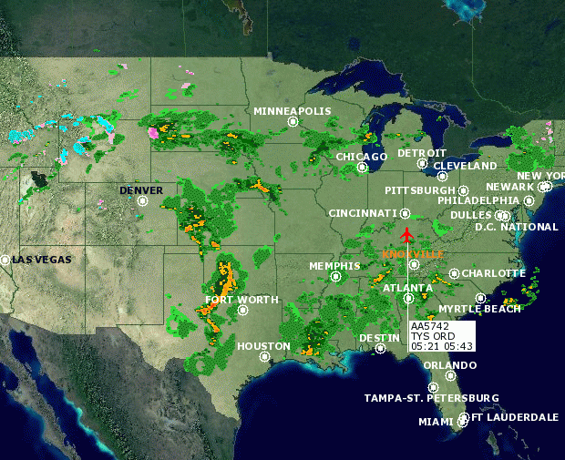 Map of Current Flight Traffic for TYS1